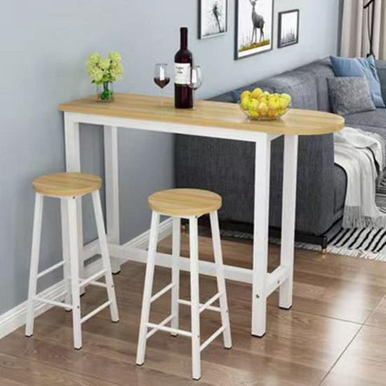 9C Modern High-Leg Bar Table – Multifunctional Steel & Wood Design for Home, Restaurant, Hotel, or Kitchen