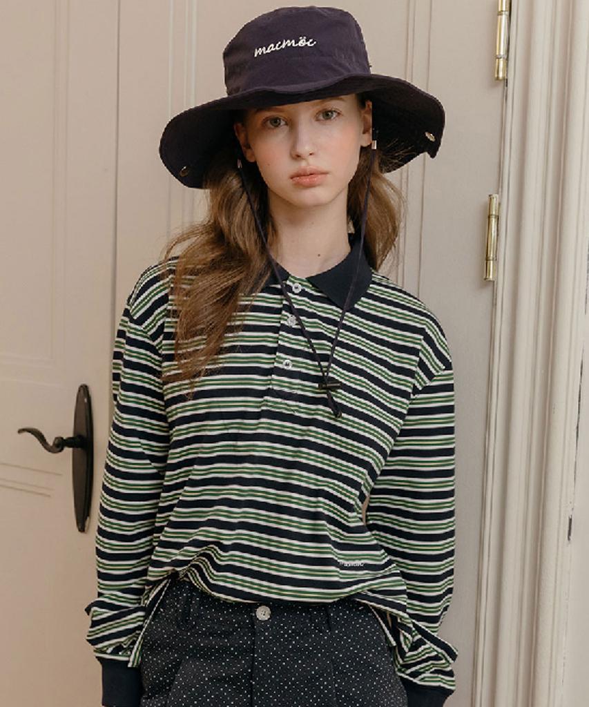Makeumokeu Button Rugby Striped Rugby Shirt_2Colors