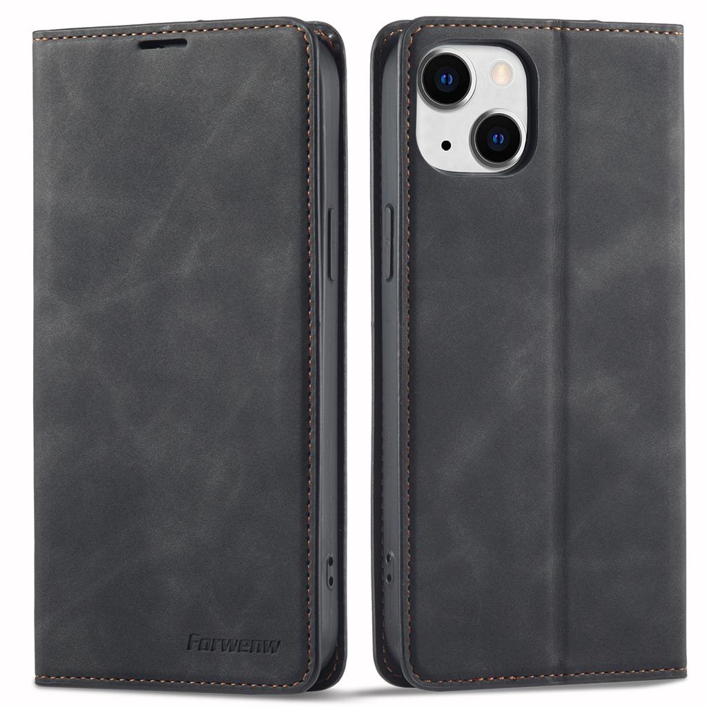 FORWENW Fantasy Series for iPhone 15 Plus Shockproof Wallet Phone Case Skin-touch Leather Wallet Phone Cover