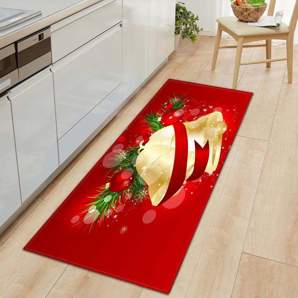 Merry Christmas Kitchen Mat Soft Thickened Kitchen Floor Mat Waterproof Non-slip Oil-proof Floor Mat Runner Rug