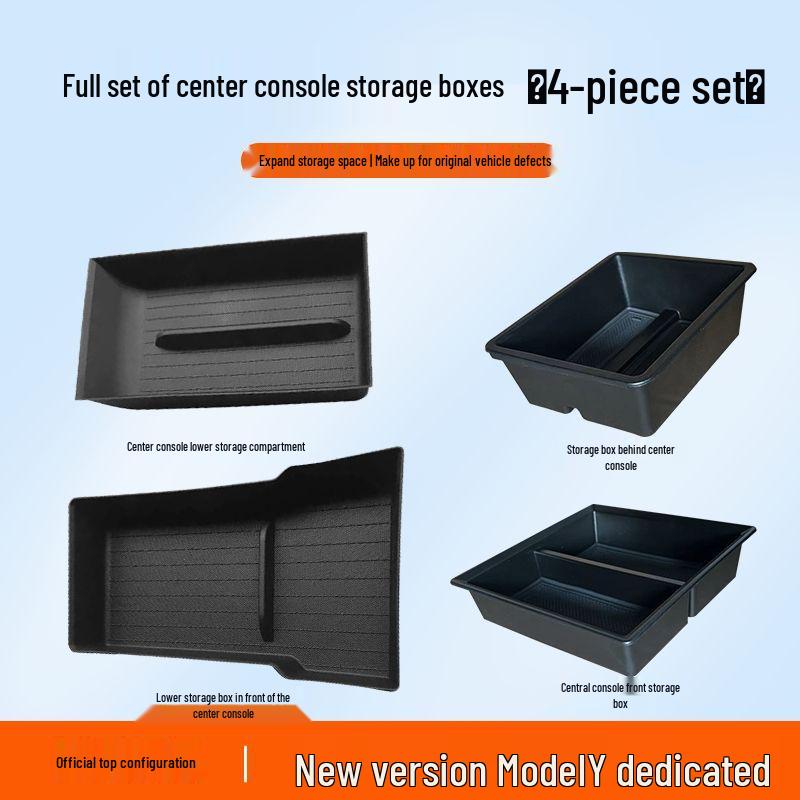 Center Console Storage Box for Tesla Model Y/3, 2025 Update, with Push-Pull Design