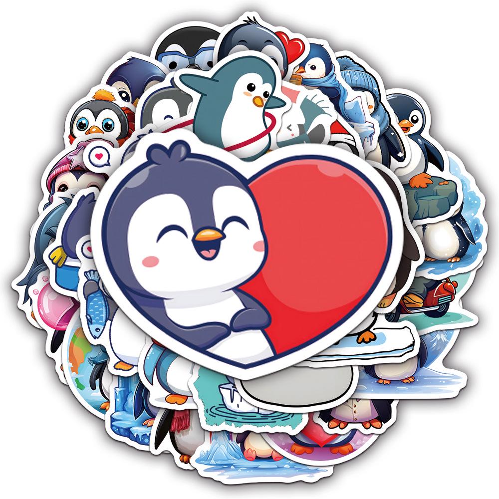 Penguin Cartoon Waterproof Stickers - 55 Creative Decals for Water Bottles, Tablets, and Phone Cases