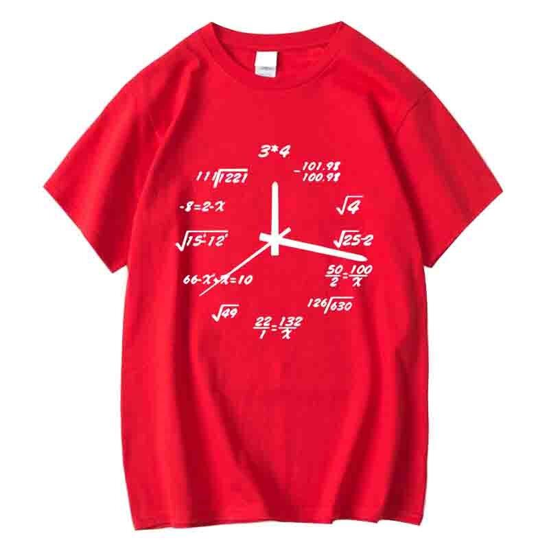 Mens Tshirt 100Cotton Casual Funny Math Clock Print Summer Loose Oneck T Shirt for Men Short Sleeve Cool Tshirt Male Tshirt