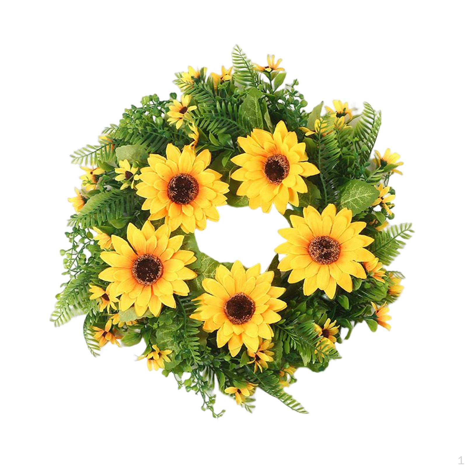 

Artificial Wreath, Floral Garland Decorative Outdoor Summer Front Door Wreath for Home Decor Wedding Small