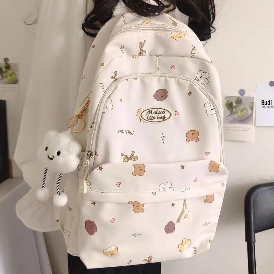 Cute Japanese Schoolbag for College or Middle School Students - Large Capacity Sweet Girl Backpack with Shoulder Strap and Niche Design
