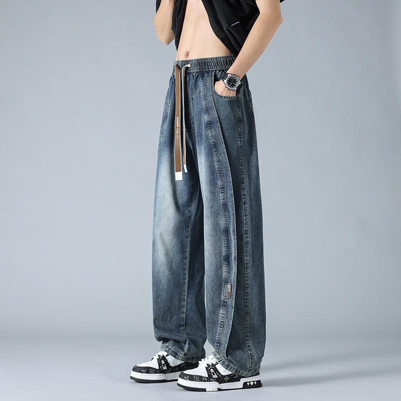 

[Size M-8XL] Men s Quick-Drying Stretch Jeans - Summer 2025 Loose Fit Plus Size, Cool and Comfortable. 2XL синій/сірий колір