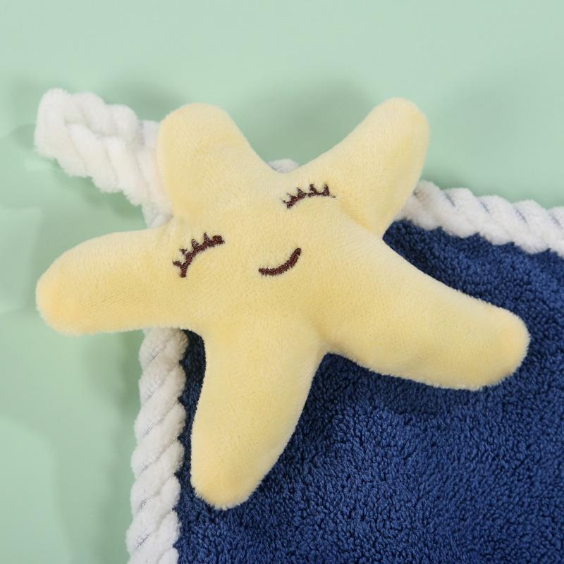 Children's Cartoon Coral Fleece Hand Towel - Absorbent, Wall-Mounted & Household Friendly