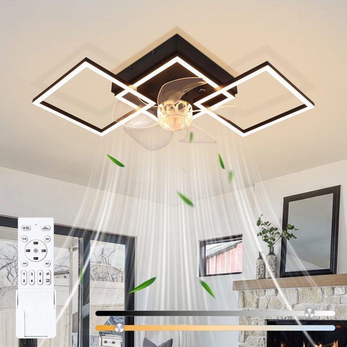Ventilateur de plafond silencieux NETTLIFE avec éclairage LED, 3000-6500K, 6 vitesses, télécommande minuterie, chambre/salon, 68 cm