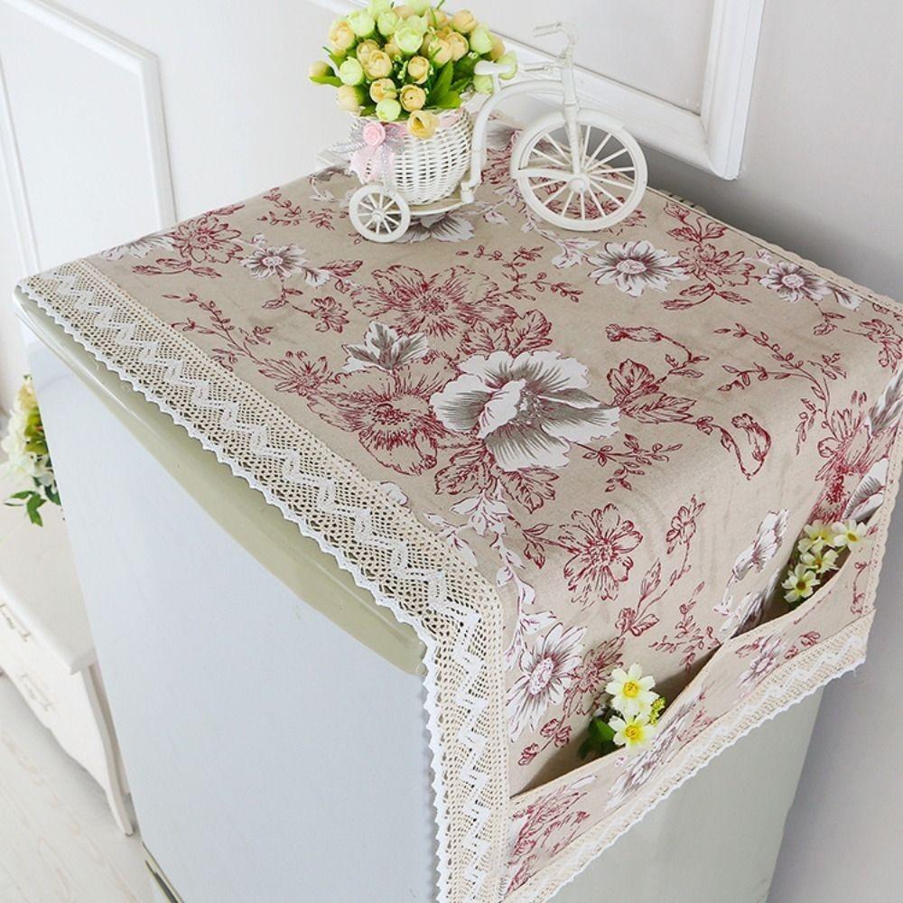 Cotton Linen French Door Refrigerator Cloth Washing Machine Cover Towel Home Decorations