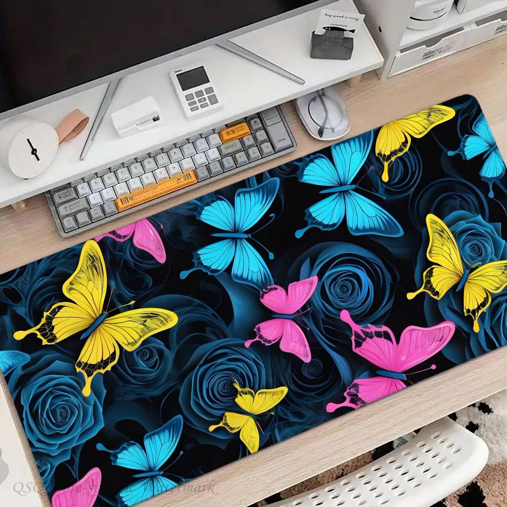 Magical Colorful Butterfly Mousepad Non-slip Suitable For Office Computers Laptops E-sports Game Desk Mats XXL Keyboard