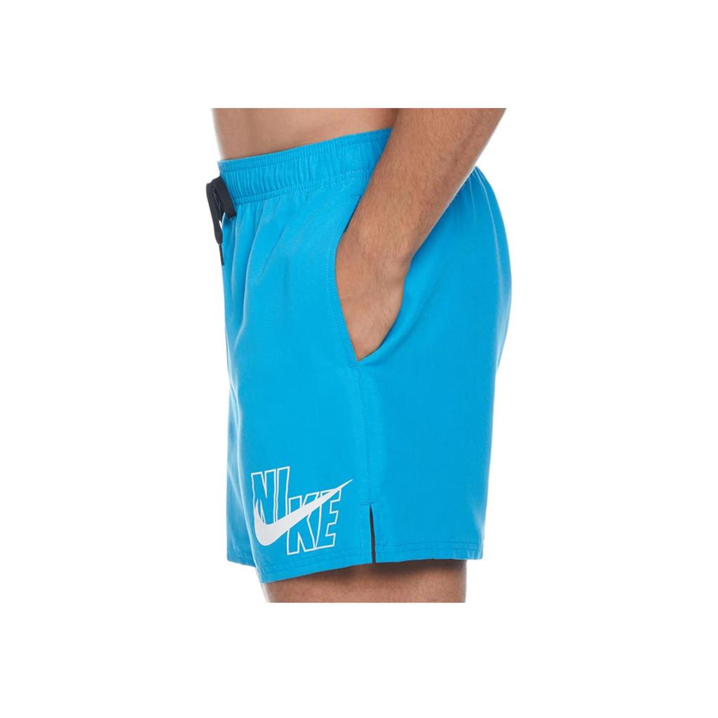Nike Logo Print Straight-Leg Drawstring Casual Shorts Men Bottoms Blue NESSA566-406