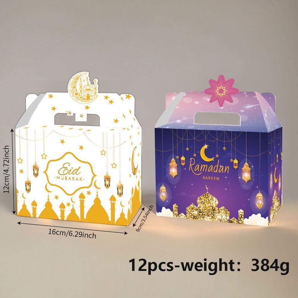 12PCS Mixed Pattern Ramadan Gift Box Paper Packing Box Candy Snacks Sugar