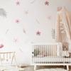 Boho Pink Floral Botanical Wall Stickers Decoration for Kids Room Living Room Interior House Decor Vinyl Wall Decals Art Mural