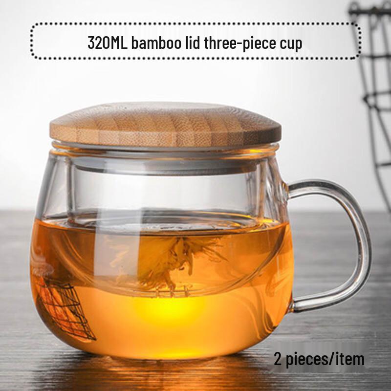 Changbaosen 3-Piece Tea Infuser Glass Mug with Bamboo Lid