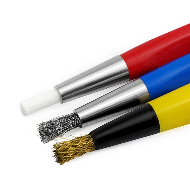 3Pcs/set Rust Removal Brush Pen Glass Fiber/Brass/Steel Brush Pen Shape Watch Repair Parts Polishing Cleaning Tool