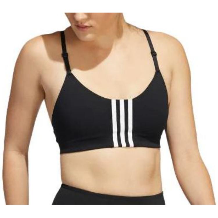 Adidas Solid Color Striped Bra Women Underwear Black HE9065