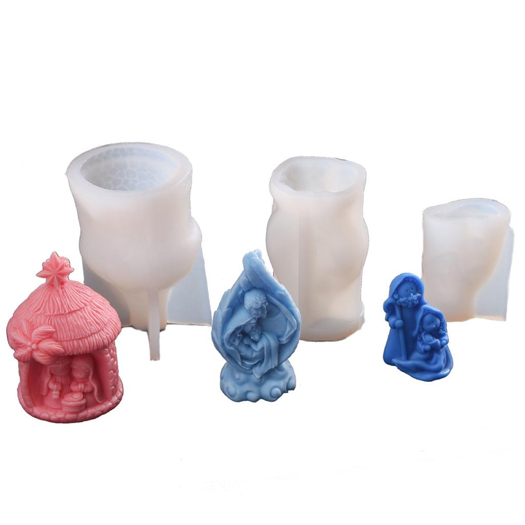 Holy Family Nativity Silicone Candle Mold Epoxy Resin Mould for DIY Soap Candle Making Handmade Craft Gypsum Decors