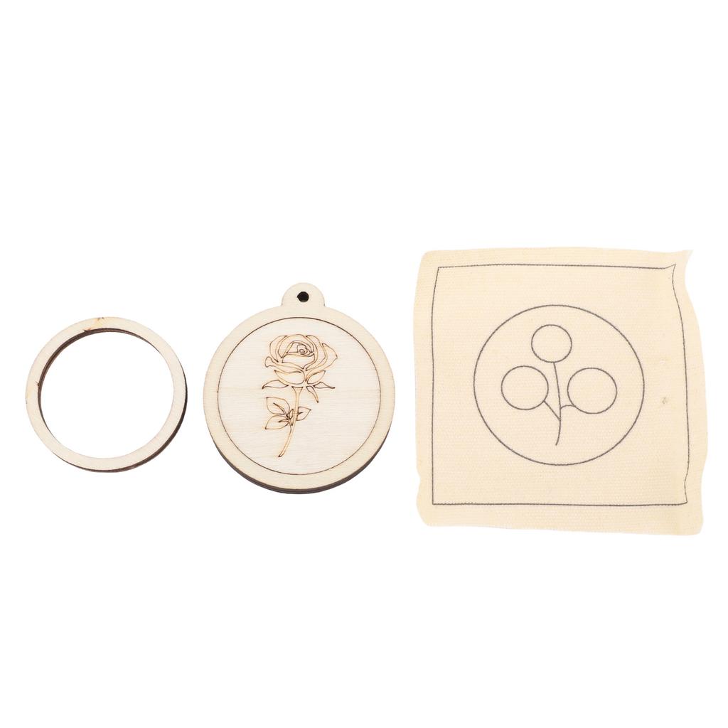 Embroidery Keychain Crafting Kit Mini Wood Round Hoop Keychain Making Set for Bag Key Phone Decoration