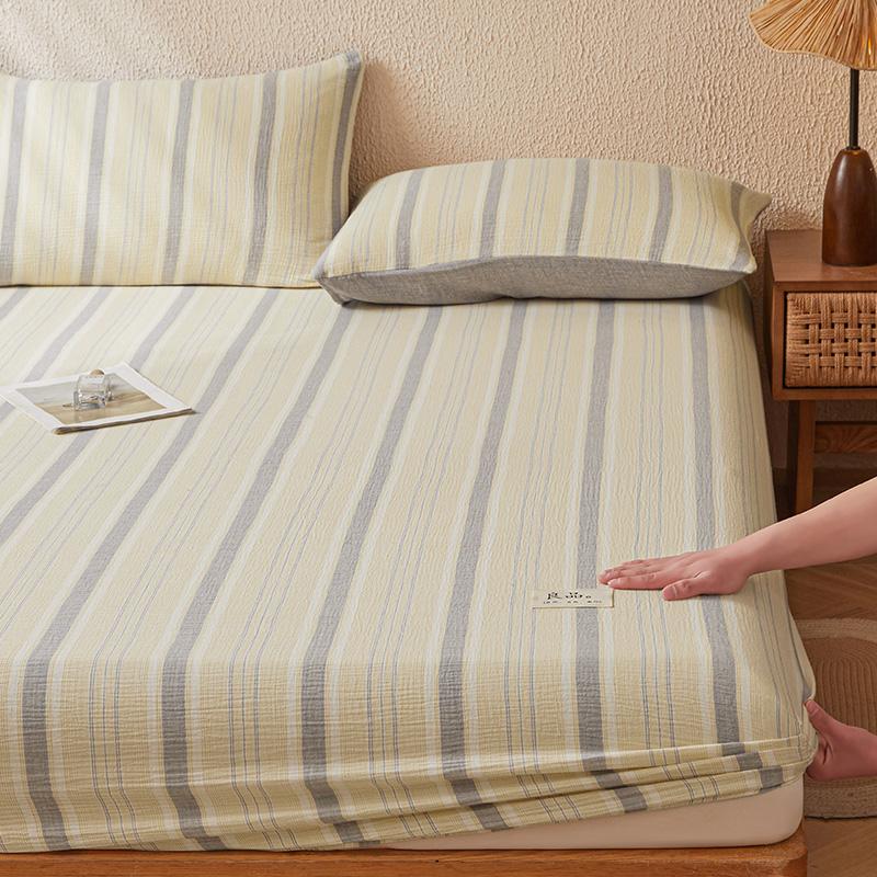 A-Class Full Cotton Double-Layer Wrinkled Yarn Fitted Bed Sheet