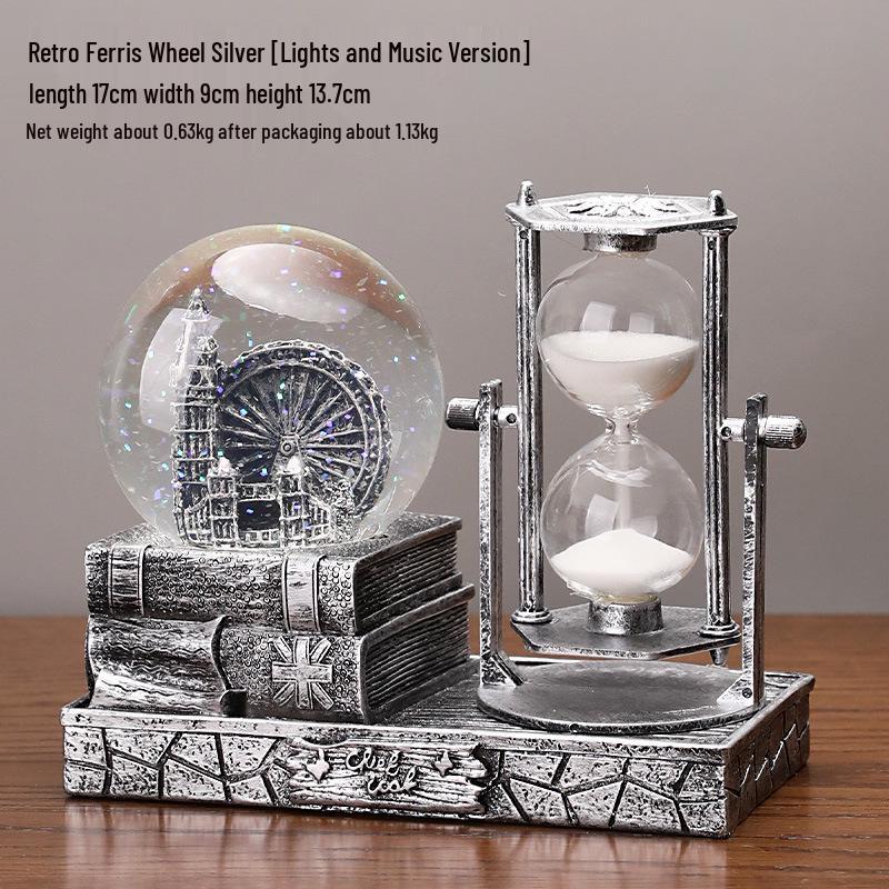 Eiffelturm Kristallkugel Sanduhr - Leuchtendes Studentengeschenk, Harz Desktop-Ornament