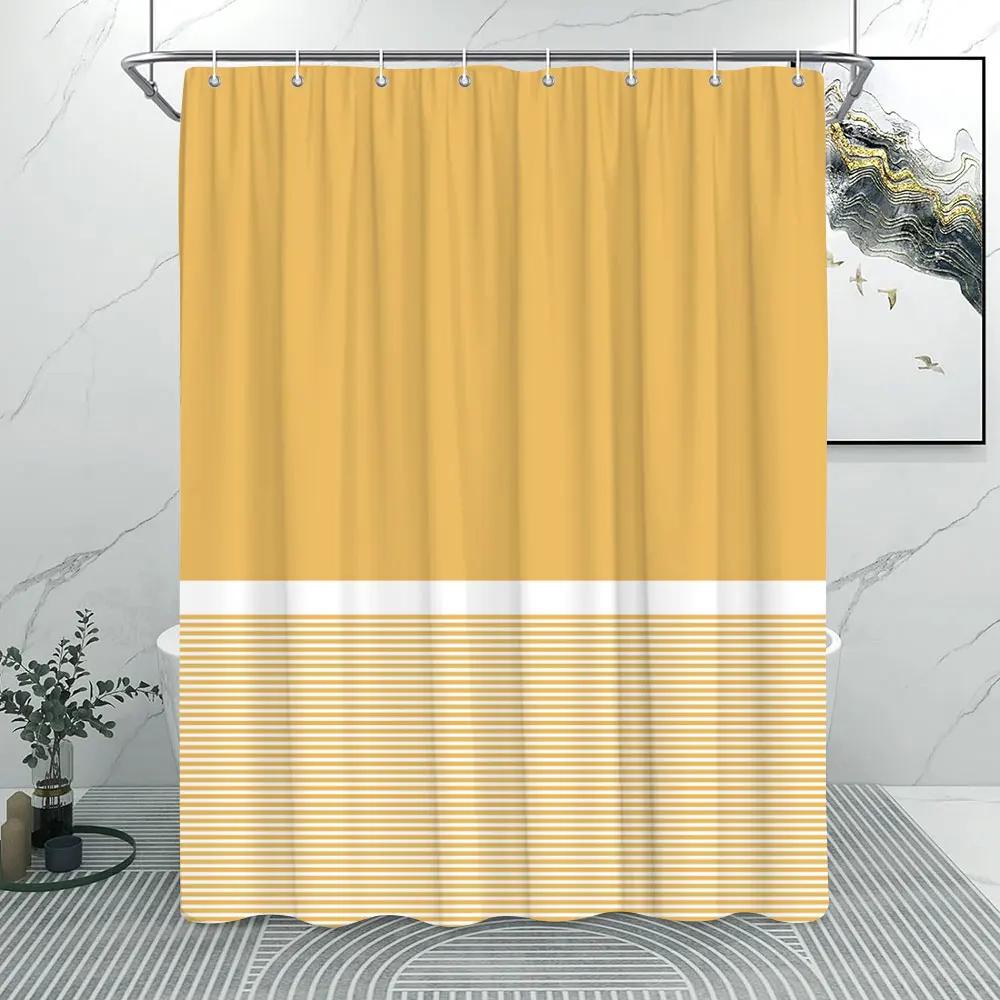Solid Colours and Lines Modern Minimalist Shower Curtain Colourful Geometric Polyester Fabric Home Shower Curtain Bathroom Decor