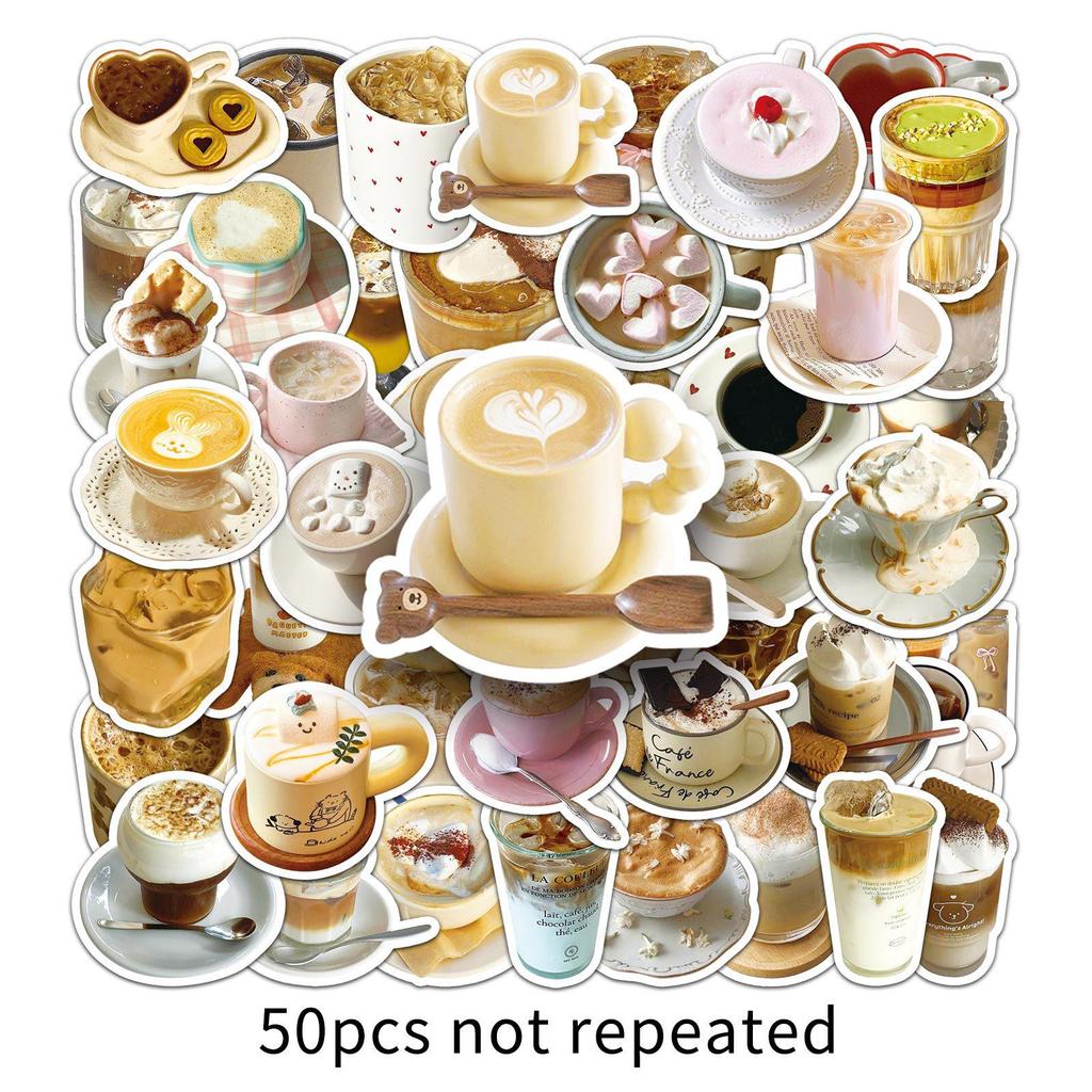 50 INS-Style Coffee Stickers: Small, Fresh, DIY Beverage & Cup Decor