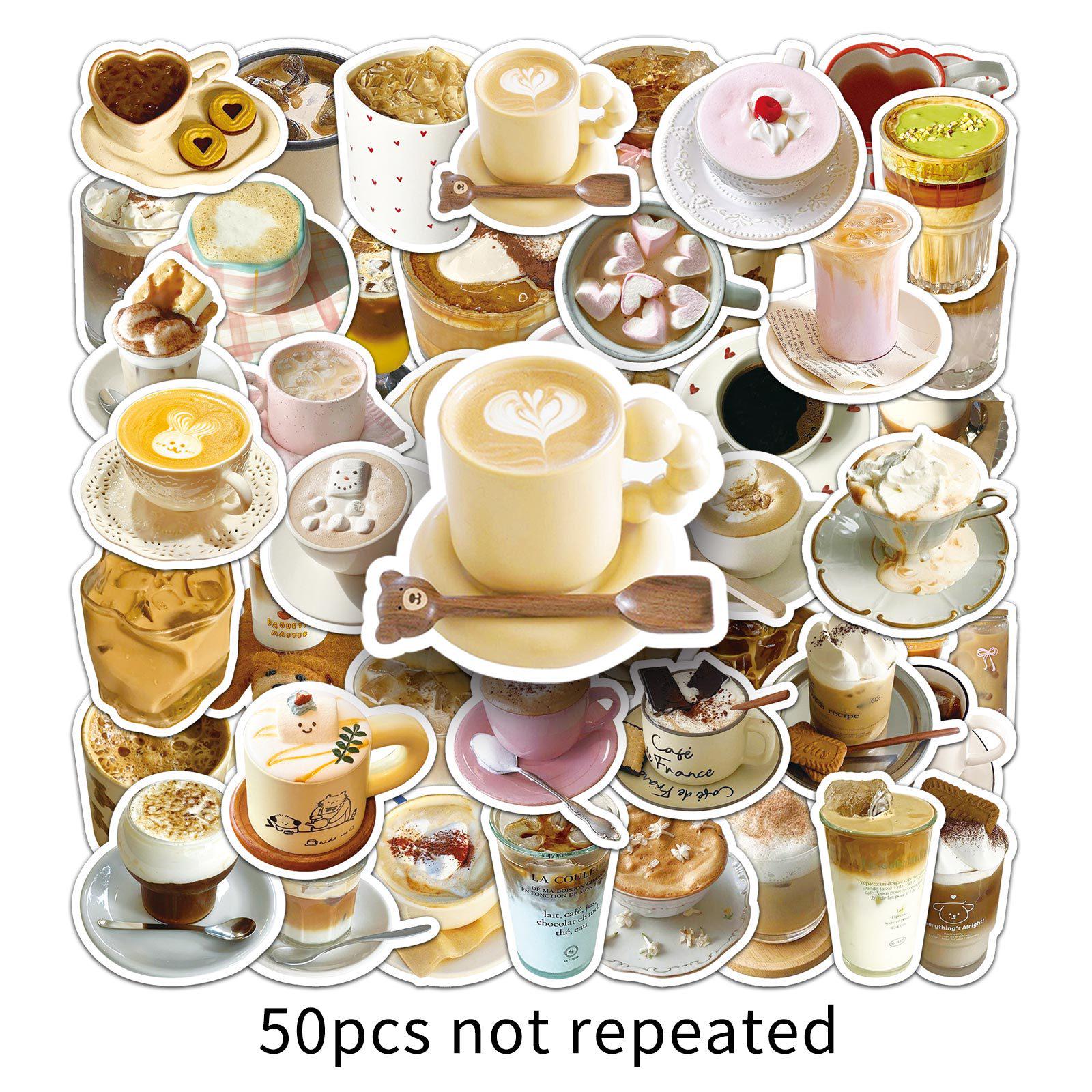 

50 наклеек для кофе в стиле INS: Маленький, Свежий, Сделай Сам Декор для Напитков и Чашек