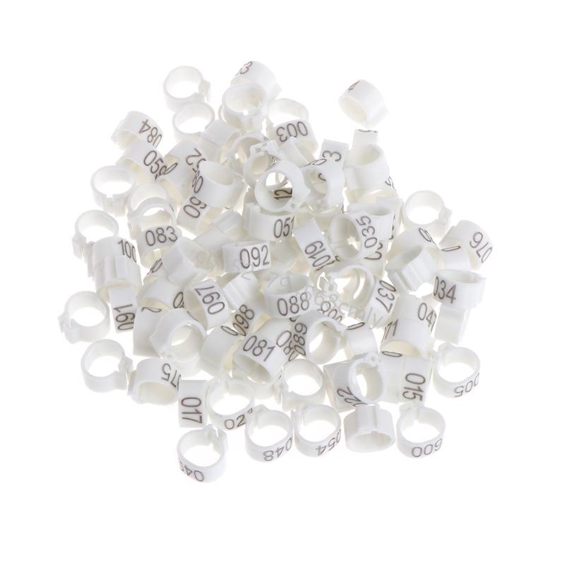100 Pièces Anneaux de Patte d'Oiseau Poulet Anneaux de Patte d'Identification Dinde Anneaux de Patte de Volailles Clip pour Pigeons Oiseaux 10mm 6XDE