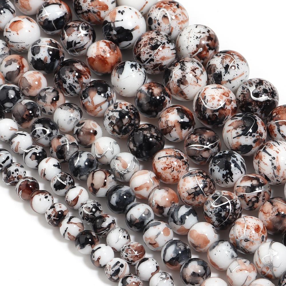 1 Strand 6/8/10/12mm Black Brown Glass Beads Round Loose Spacer Bead For Jewelry Making DIY Crafts Bracelet Necklace Accessories