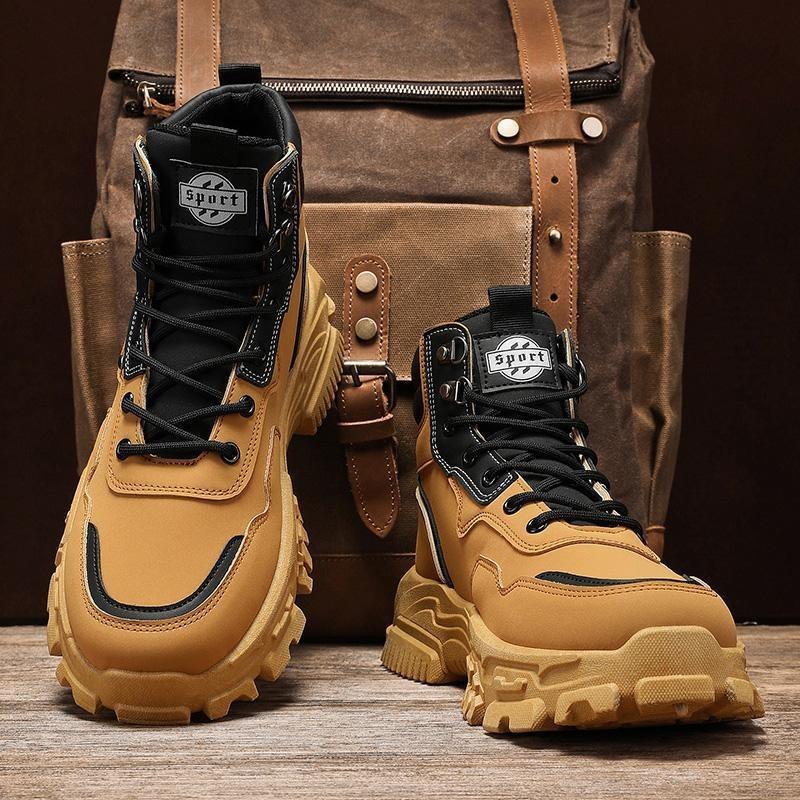 High-top Men's Trendy Shoes Autumn Winter Versatile Martin Boots Fashionable Work Motorcycle Boots