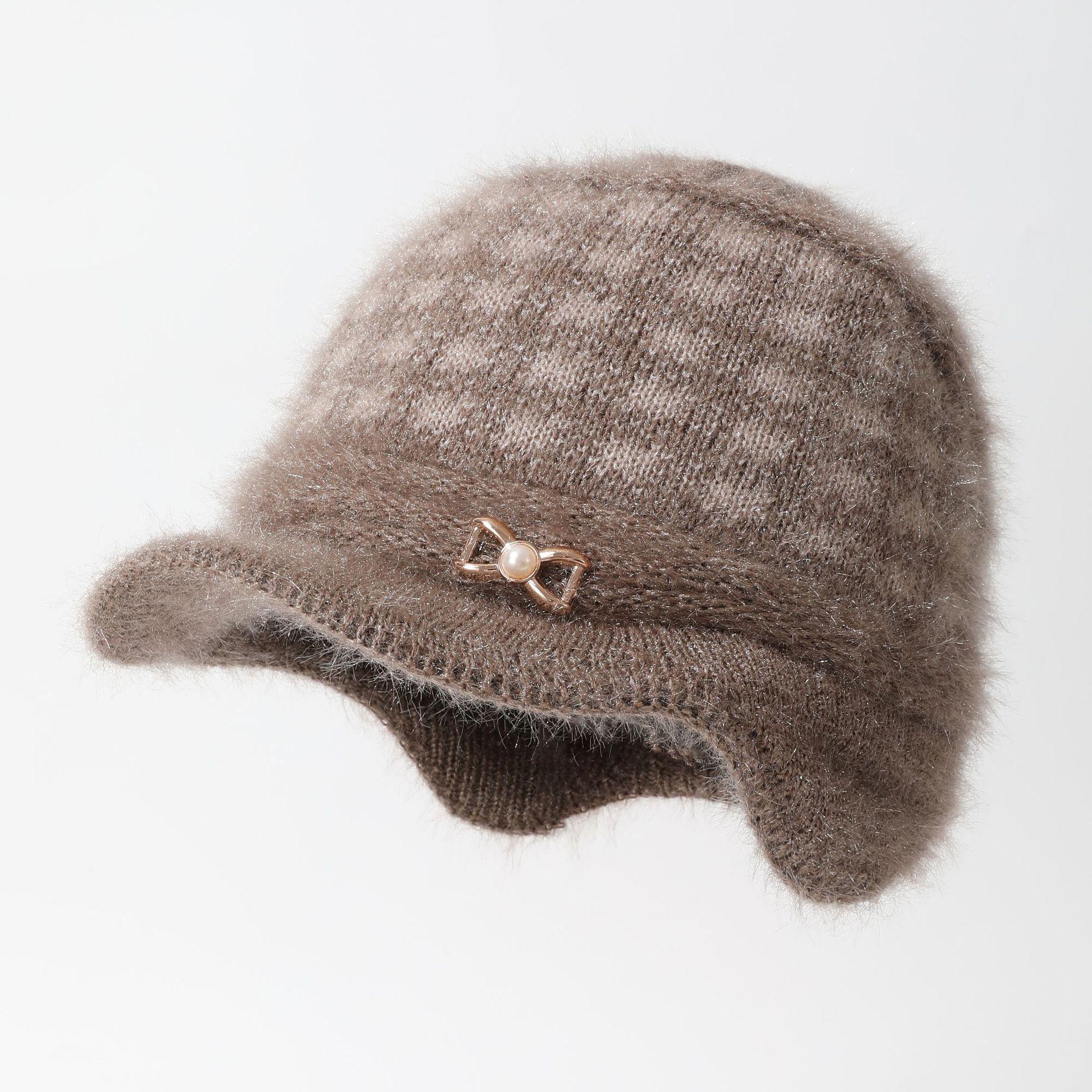 

Winter Hat for Female Mothers Middle Aged and Elderly Women Warm and Fashionable Duck Tongue Woolen Hat Plus Velvet Windproof Knitted Hat