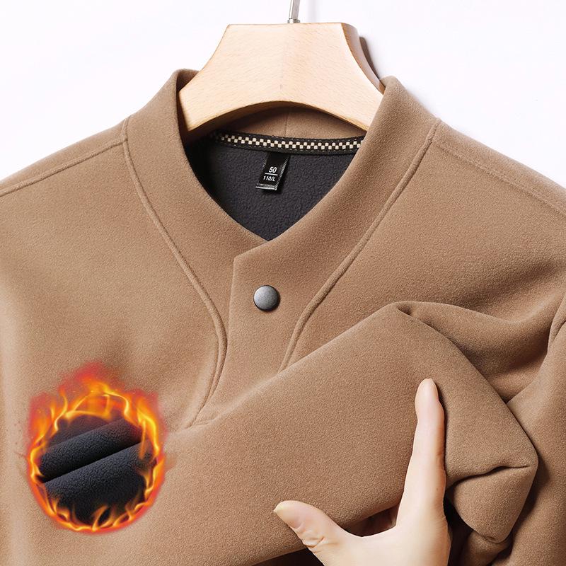 Men s Dual-Sided German Velvet Long-Sleeve Hoodie - Thickened Plus Velvet Base Layer for Autumn/Winter L