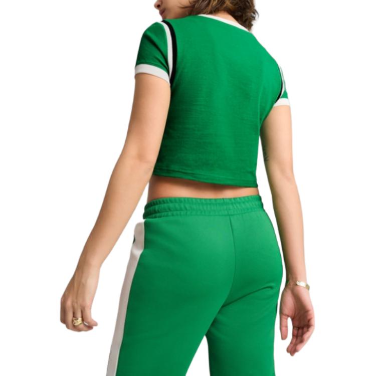Puma Future Archive Graphic Fashion Versatile Color Block Short Sleeve T-Shirt Women Tops Green 631946-86