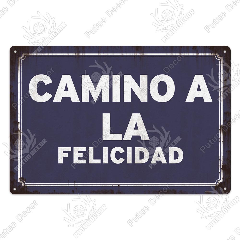 Putuo Decor Spanish Sign Vintage Metal Tin Sign Bar Pub Club Hogarena Bano Man Cave Wall Decor Iron Painting Decorative Plate