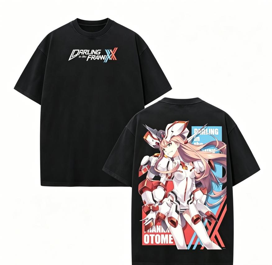 DARLING In the FRANXX Zero Two Anime Lover Washed T-shirt Year Round Clothing High Quality Personality Clothes Plus Size Unisex New Model Couples Tee