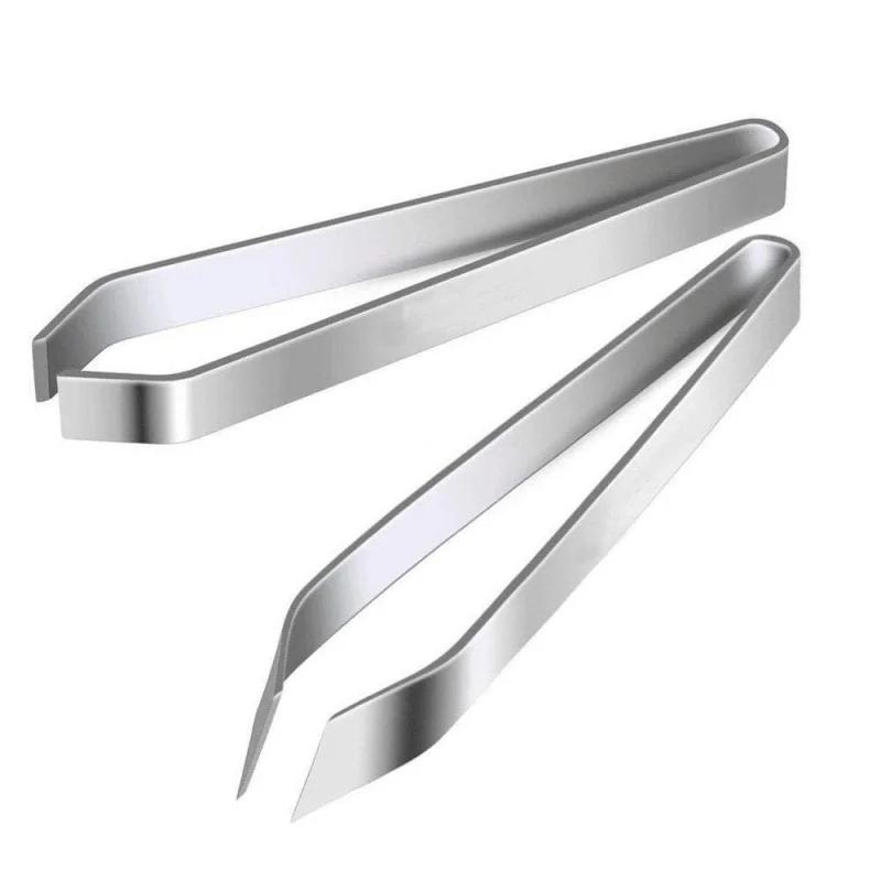 Fish Bone Tweezers Stainless Steel Flat and Slant Tweezers Pliers Remover Tools (4.6") Kitchen Food Gadgets Seafood Tools