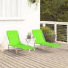 VidaXL Chaises longues pliables 2 pcs Acier et tissu Vert