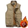 Men's Autumn & Winter Fleece-Lined Casual Vest with Multi-Pockets, All Cotton, Dad Style for Middle-Aged & Elderly