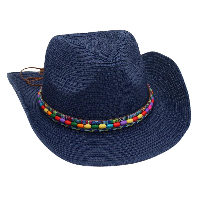 Colorful Beaded Beach Hat Ethnic Style Cowboy Straw Hat Panama Sun Protection Sun Hat Spring Summer Spanish Jazz Hat