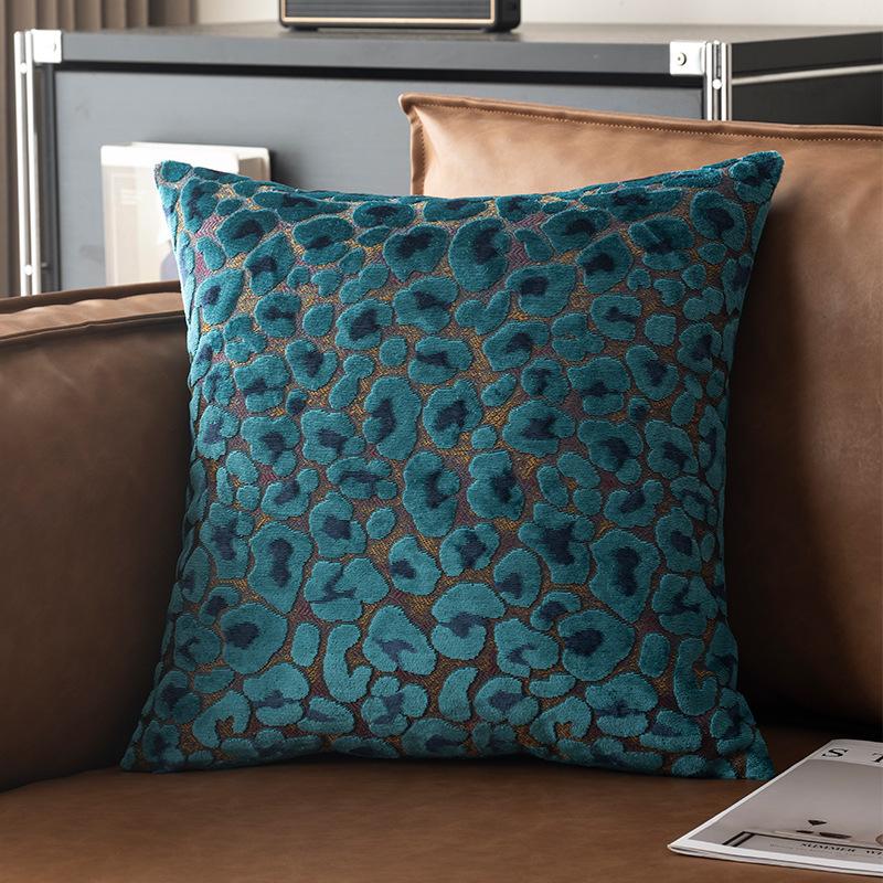 45x45cm Leopard Print American Cut Fleece Sofa Pillow Cover Cotton and Linen Pillow Office Nap Pillow Car Cushion Pillowcase