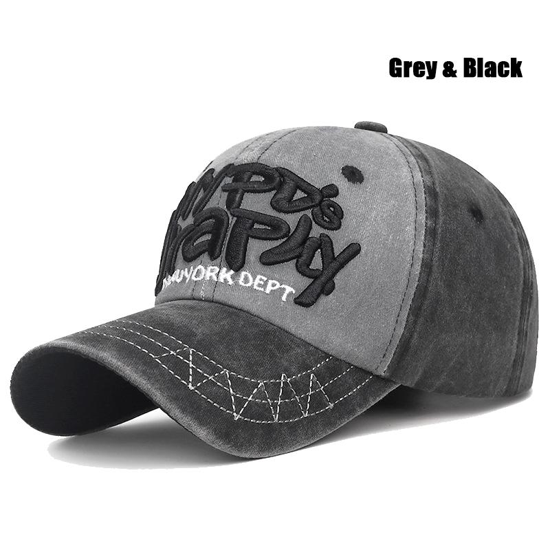 New Fashion Unisex Three-Dimensional Letter Embroidery Design Washed Distressed Craft Cotton Baseball Cap Trucker Caps