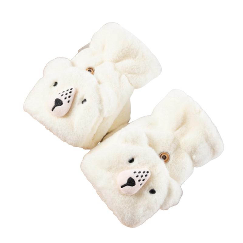 Cartoon Raccoons Shaped Convertible Gloves Winter Half Finger Mittens Stretchy Half Finger Gloves with Top Cover for Men