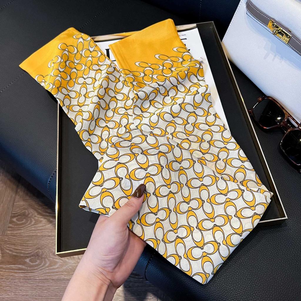 Long Silk Scarf Women's New Small Silk Scarf Printing Simulation Silk Tied Bag Streamer Explosion Sweet Little Scarf