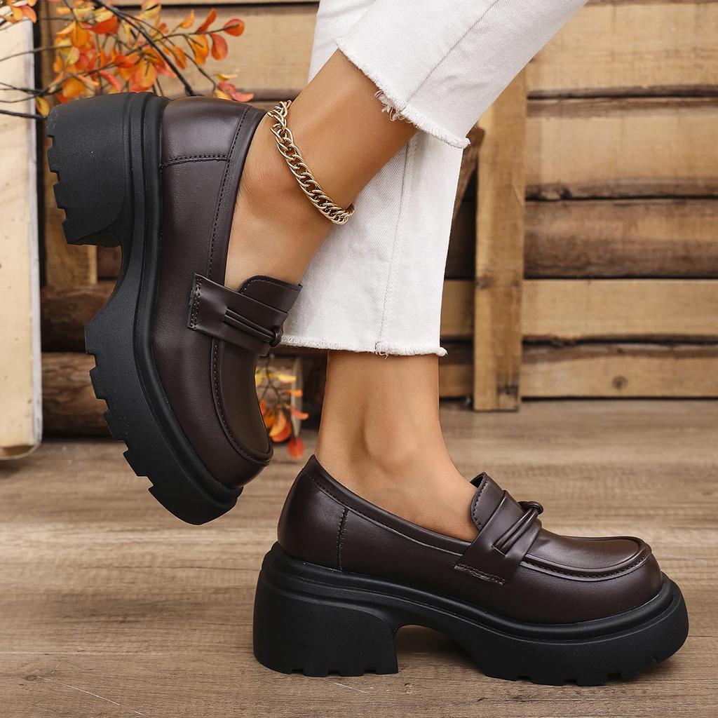 Fashion Gothic Chunky Platform Loafers Women 2025 Spring British Style Patent Leather Pumps Woman Thick Bottom Jk Uniform Lolita Shoes