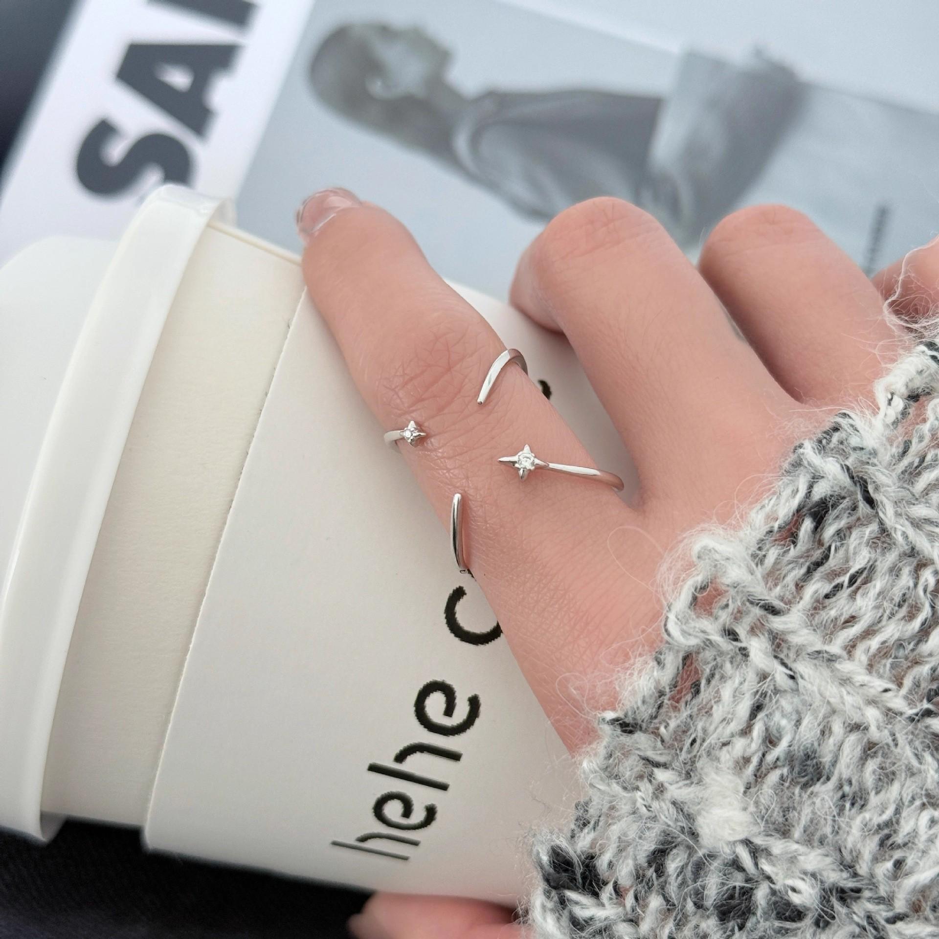 Trendy Geometric X-Cross Open Ring - Wearable Front  Back Index Finger Design Adjustable Open