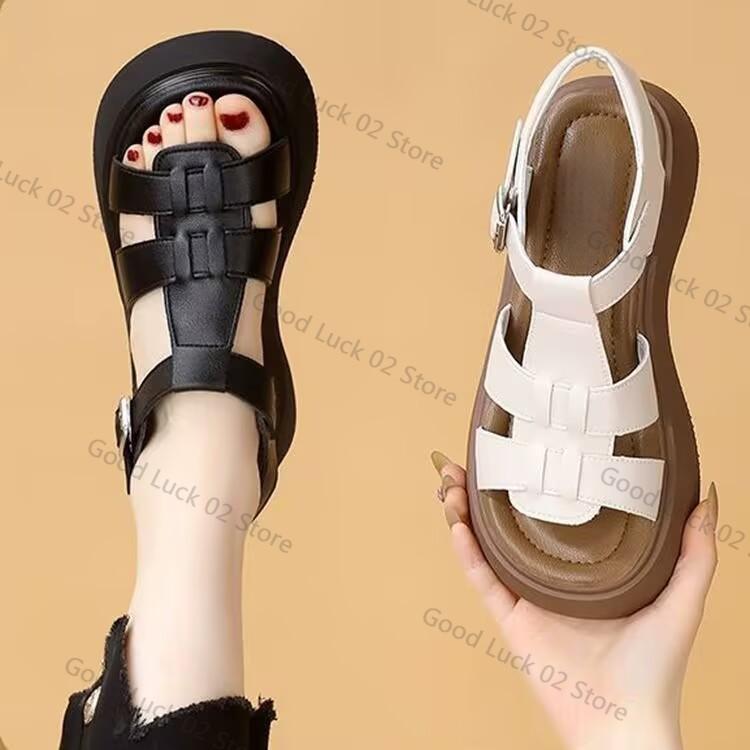 Fashion Elevated Faion Fairy T Roman Sandals Women's Summer New Soft Bot Beach oes Thi Heel Platform Sweet Sle Sandals