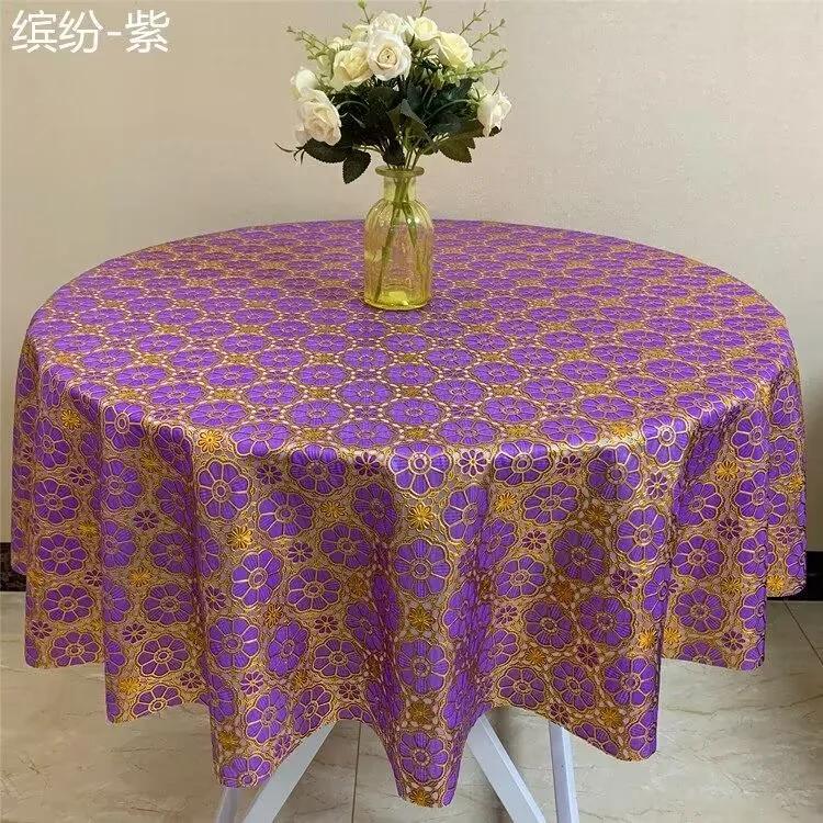 Tovaglia rotonda in pizzo di plastica Spessa Tovaglia stampata multicolore Impermeabile Resistente all'olio Lavabile Copritavolo
