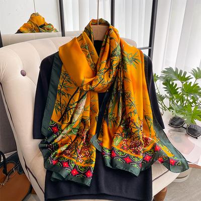 Spring Scarf Women'S Luxury Design Scarf Silk Smooth Scarf Soft Muslim Headband Shawl Beach 85X180Cm