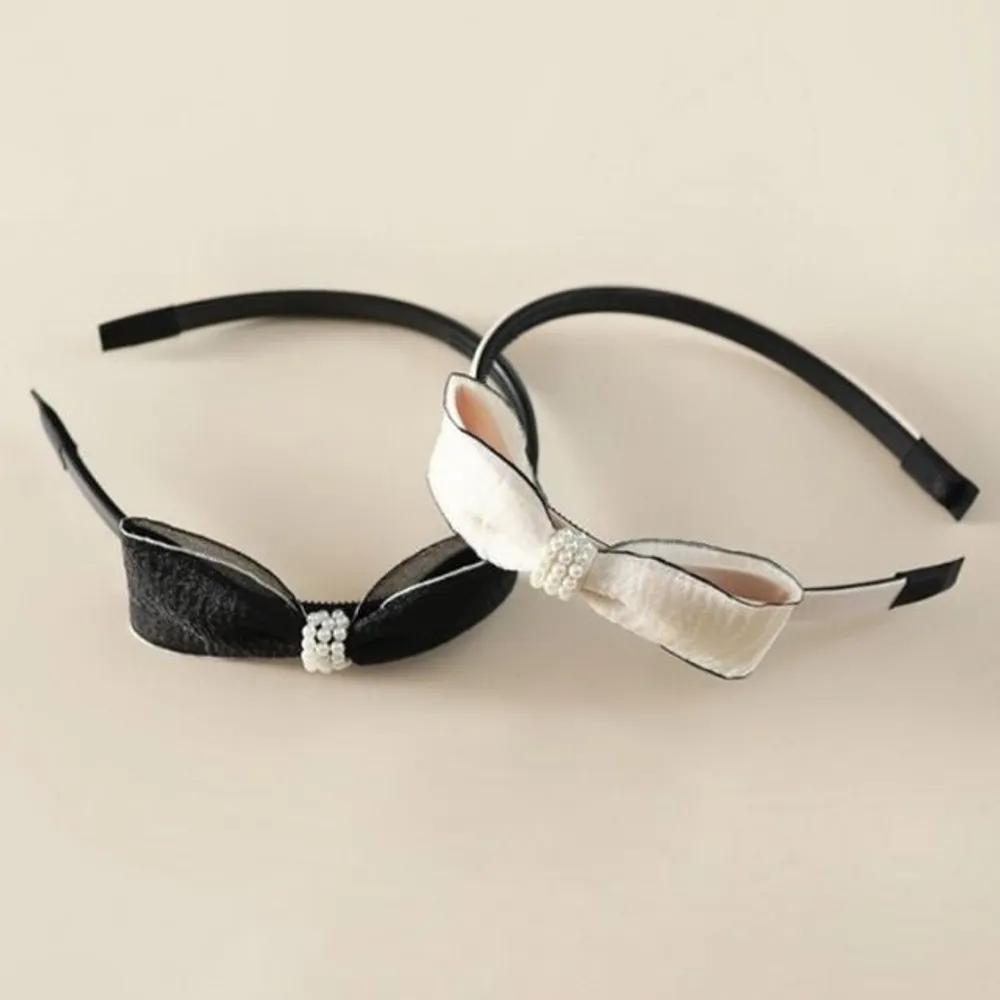 Pearl ribbon headband wedding guest look party hairband hair tie ivory