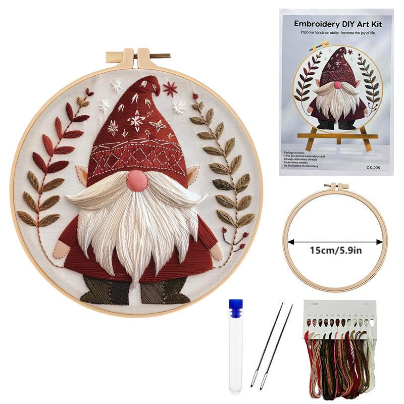 1 set kit de broderie de Noël, parfait pour les débutants, un kit de broderie de Noël festif, kit de matériel d'artisanat de broderie DIY,